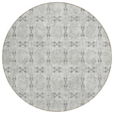 8' Round Ivory and Gray Round Floral Medallion Washable Non Skid Indoor Outdoor Area Rug